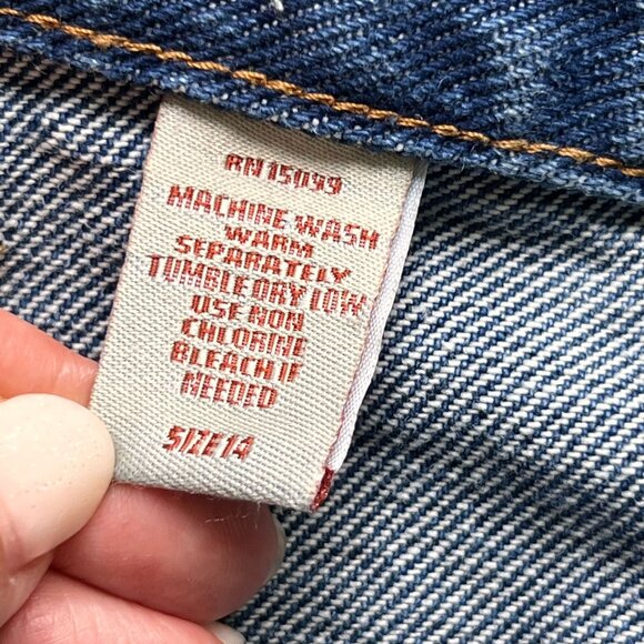 Vtg NWT Sears Crossroads Denim Midi Skirt 14 Retro Slit Pockets USA Belt Loop - Picture 9 of 12